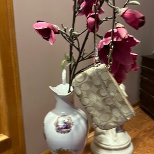 Coach cream/gold wristlet/wallet.